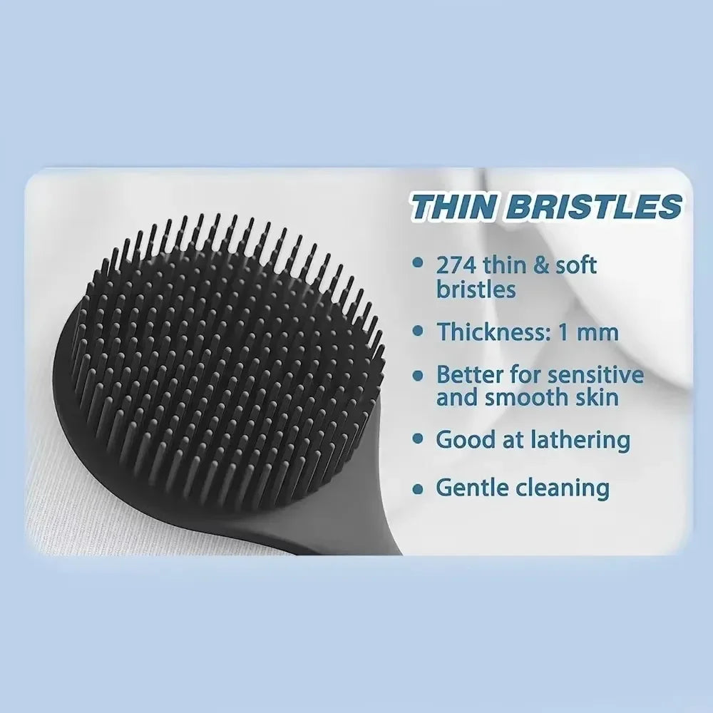 Soft Back Scrubber Brush Silicone Skin Massager Bath Shower Scrubbing Brush with Handle Body Wash Exfoliating Scrub Bath Supplie